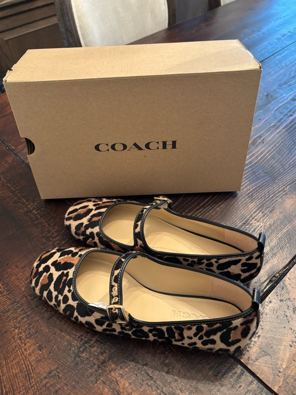 Coach Leopard-Print C Rivet Leo Mary Jane Flats - NWT